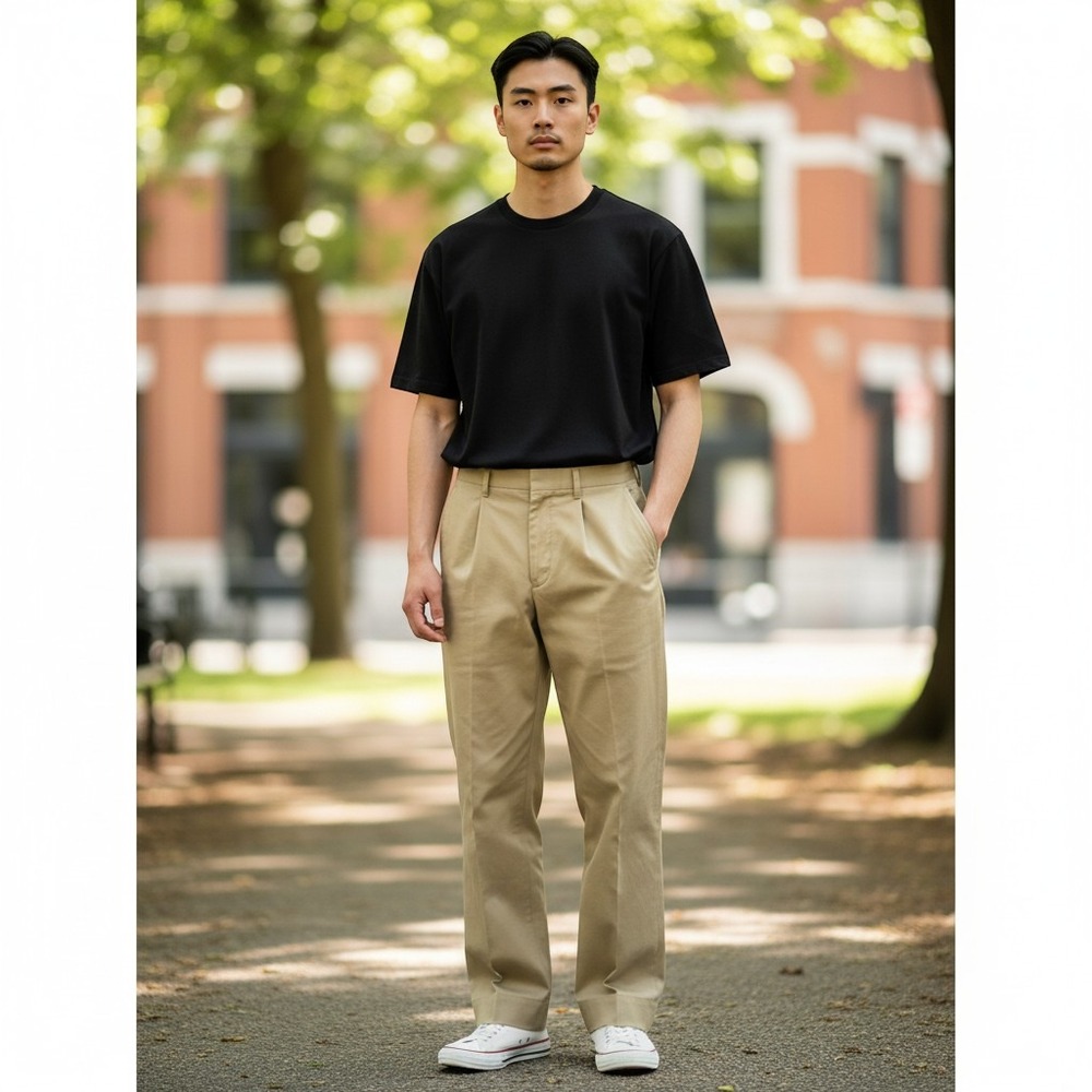 Lands' End Dress Pants 36x29 Khaki Tan Excellent Wool Blend Straight Leg Trouser